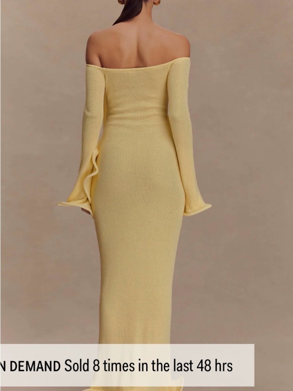 Womens Meshki Sandrine Off Shoulder Knit Maxi Dress in Lemon yellow size S - Picture 3 of 12